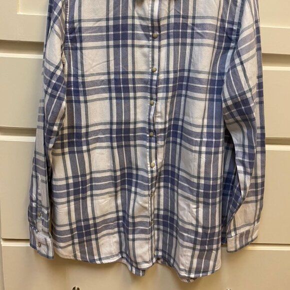 NWT Jach's Girlfriend New York Long Sleeve Button Up Purple White Plaid Shirt, L - Picture 4 of 4